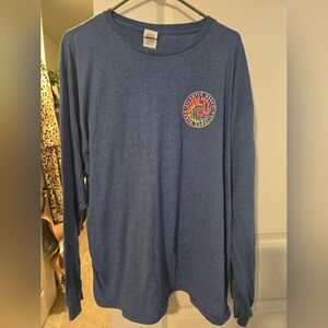 Blue Long Sleeve Shirt with Colorful Logo